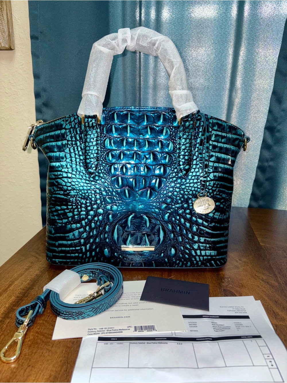 Brahmin NWT Duxbury - Blue Patina - Peacock/Teal - Jewel Tone - Two Eyes - Picture 16 of 16
